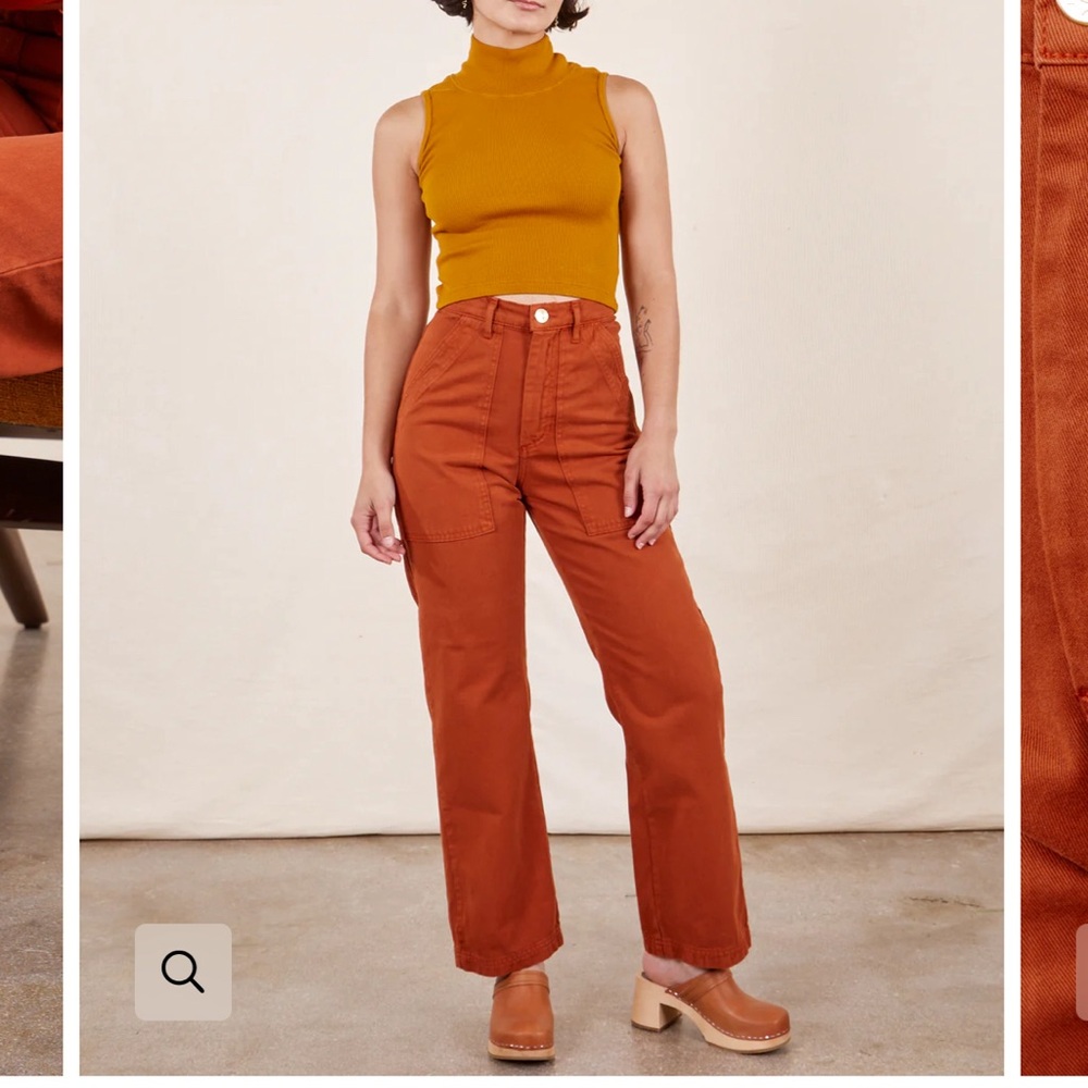 Big Bud Press work pants in Terra Cotta, size XS petite